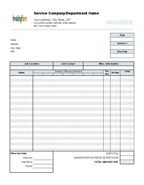 Contractor Timesheet Invoice Template